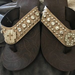 Rhinestone embellished flip flops